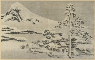 Pueblo costero en la nieve, 1814