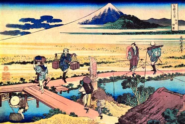 36 vues du Mont Fuji, Japón: vue de Nakahara dans la provincia Sagami, Japón --Estampe de Katsushika Hokusai (1760-1849) (ecole ukiyo-e) 1830-1833 Estado A Museo Pushkin de Bellas Artes, Moscou