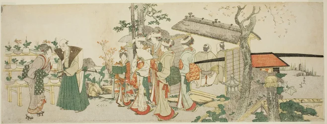 Un grupo de mujeres jóvenes entrando en el jardín de un horticultor