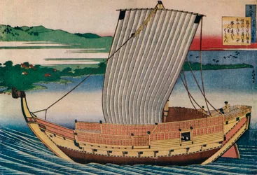 Un junco deslizándose por la Bahía de Suminoye, siglo XVIII, 1925