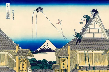 Un boceto de la tienda Mitsui en Suruga en Edo, 1830-1833