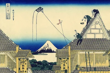 Un boceto de la tienda Mitsui en la calle Suruga en Edo, c.1830