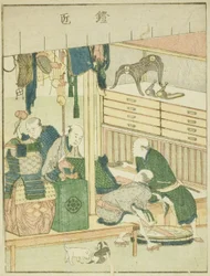 Armero (Yoroi takumi), del libro ilustrado "Libro de imágenes de los entretenimientos del Este (Ehon Azuma asobi)"