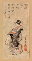 Cortesana desfilando, c.1816 (xilografía en color)