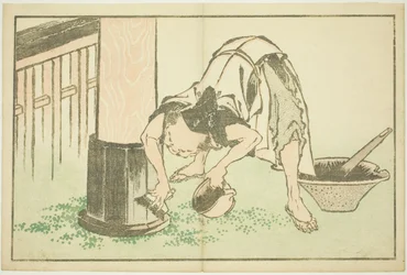 Artesano trabajando en el templo, del Libro de Pinturas Realistas de Hokusai