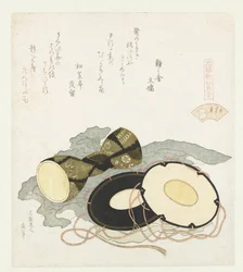 El caparazón del chorlito Chidorigai (título sobre objeto) Una comparación de poemas y conchas de Genroku (título de la serie) Genroku kasen kaiawase (título de la serie sobre el objeto)