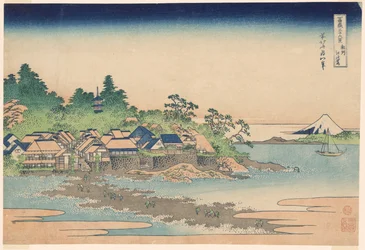 Isla Enoshima en la Provincia de Sagami (Soshu Enoshima), de la serie "Treinta y Seis Vistas del Monte Fuji (Fugaku sanjurokkei)"