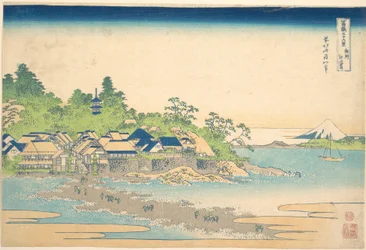 Enoshima, en la provincia de Sagami (Sōshū Enoshima), de la serie «Las treinta y seis vistas del monte Fuji» (Fugaku sanjūrokkei)