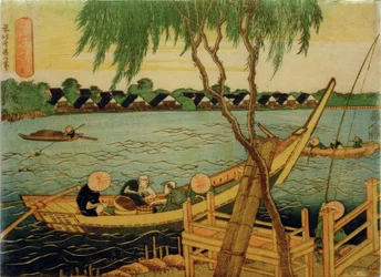 Pescando con caña larga en el río Miyato