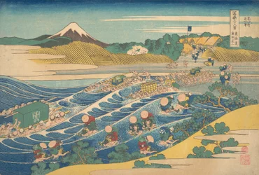 Fuji visto desde Kanaya en el Tokaido, de la serie Thir..., ca. 1830-32