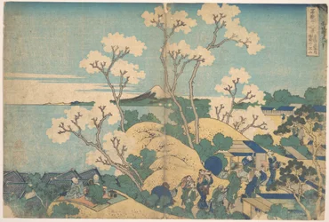 El Fuji visto desde Gotenyama, en Shinagawa, en la ruta Tōkaidō (Tōkaidō Shinagawa Gotenyama no Fuji), de la serie «Las treinta y seis vistas del monte Fuji» (Fugaku sanjūrokkei)
