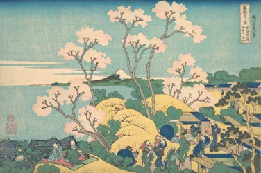 Fuji desde Gotenyama en el Tokaido en Shinagawa