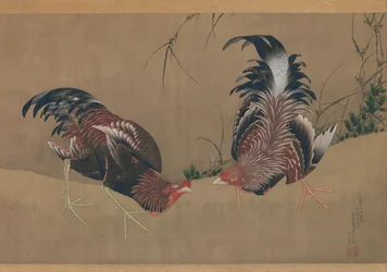 Gallos de pelea, fechado en 1838.
