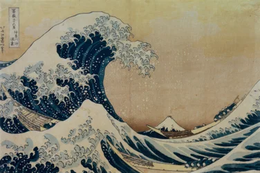 Gran ola frente a la costa de Kanagawa
