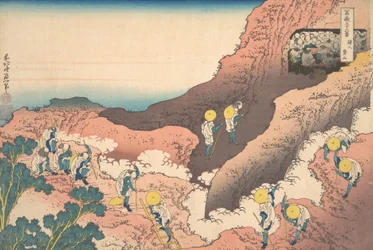 Grupos de alpinistas Shojin tozan, de la serie Treinta y seis vistas del monte Fuji
