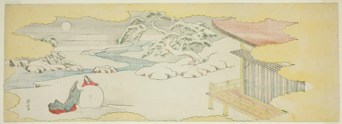 Ilustración de La campanilla (Asagao), capítulo 20 del Cuento de Genji (Genji monogatari)