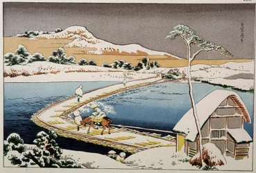 Paisaje japonés - grabado de Hokusai