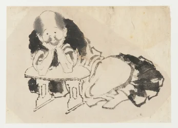 Hombre sentado con un reposabrazos, período Edo, siglo XIX