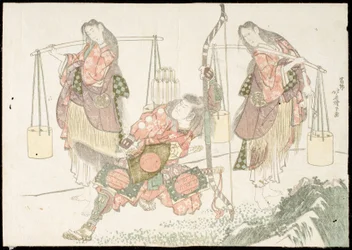 Minamoto no Tametomo y dos recolectores de sal