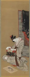 Costumbre de Año Nuevo: Maquillaje en la Mañana de Año Nuevo, período Edo, c.1806-11