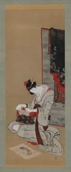 Costumbre de Año Nuevo: Deseo de un sueño auspicioso de Año Nuevo, período Edo, ca. 1806-1811