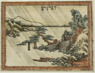 Lluvia nocturna en Karasaki, de la serie Ocho vistas de Omi en estilo de grabado