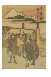 Estación Nihonbashi de la serie 53 estaciones del Tokaido impreso en color
