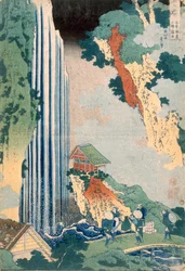 Una Cascada en el Kisokaido, 1827 (xilografía en color)
