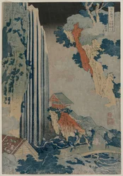 Cascada Ono en el camino Kiso de la serie un Tour de Cascadas en las Provincias, principios de 1830