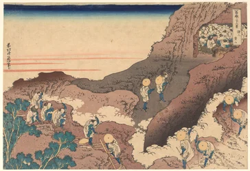 Peregrinos subiendo a la cima, de la serie «Las treinta y seis vistas del monte Fuji»