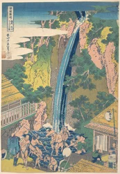 Cascada de Rōben en Ōyama, en la provincia de Sagami (Sōshū Ōyama Rōben no taki), de la serie «Un recorrido por las cascadas de diversas provincias» (Shokoku taki meguri)