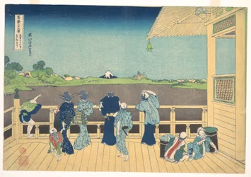 La sala Sazai del Templo de los Quinientos Arhats (Gohyaku Rakanji Sazaidō), de la serie «Las treinta y seis vistas del monte Fuji» (Fugaku sanjūrokkei)