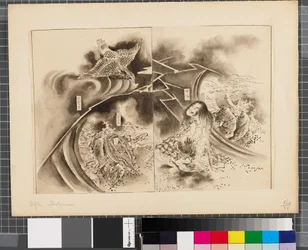 Escenas de la guerra entre Japón y Corea, finales del siglo XVIII-primera mitad del siglo XIX (tinta y aguada sobre papel)