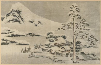 Pueblo costero nevado