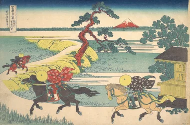 Aldea Sekiya en el río Sumida, de la serie Thi..., ca. 1830-32