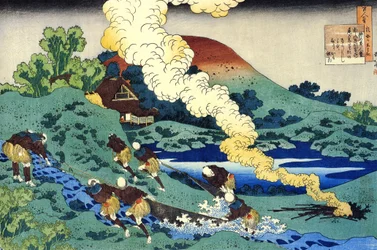 "" Serie de cent poetes par cent poetes: "" Kakinomoto no Hitomaro "" Estampe de Katsushika Hokusai (1760-1849) (ecole ukiyo-e) vers 1830 State Hermitage Saint Petersbourg Russie