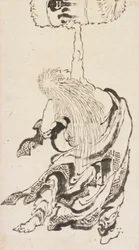 Shojo levantando un barril de sake, período Edo, ca. 1840s