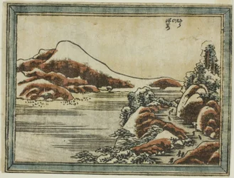 Nieve al anochecer en Hira (Hira no bosetsu), de la serie Ocho vistas de Omi en estilo de grabado (Doban Omi hakkei)