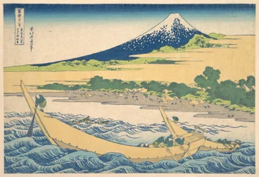 La bahía de Tago, cerca de Ejiri, en el Tōkaidō (Tōkaidō Ejiri Tago no ura ryaku zu), de la serie «Las treinta y seis vistas del monte Fuji» (Fugaku sanjūrokkei)