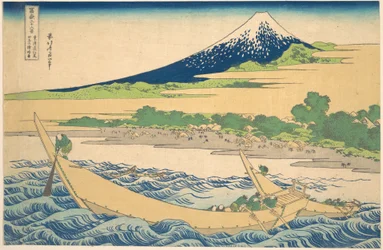La bahía de Tago, cerca de Ejiri, en el Tōkaidō (Tōkaidō Ejiri Tago no ura ryaku zu), de la serie «Las treinta y seis vistas del monte Fuji» (Fugaku sanjūrokkei)