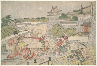 La liga leal de los cuarenta y siete rōnin (Chūshingura),  Acto III: Kampei es atacado por Bannai y sus hombres