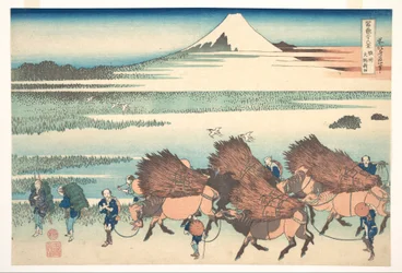 «Los nuevos campos de Ōno, en la provincia de Suruga» (Sunshū Ōno shinden), de la serie «Las treinta y seis vistas del monte Fuji» (Fugaku sanjūrokkei)