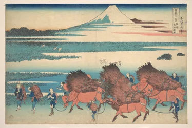 «Los nuevos campos de Ōno, en la provincia de Suruga» (Sunshū Ōno shinden), de la serie «Las treinta y seis vistas del monte Fuji» (Fugaku sanjūrokkei)