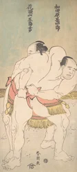 Los luchadores de sumo Wadagahara Jinshiro y Kachozan Gorokichi, ca. 1783