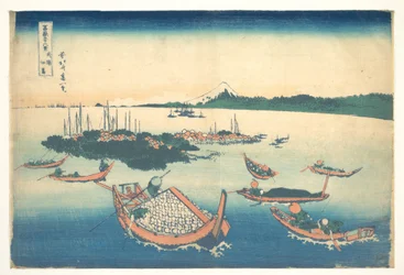 Tsukudajima, en la provincia de Musashi (Buyō Tsukudajima), de la serie «Las treinta y seis vistas del monte Fuji» (Fugaku sanjūrokkei)