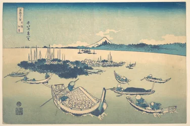 Tsukudajima, en la provincia de Musashi (Buyō Tsukudajima), de la serie «Las treinta y seis vistas del monte Fuji» (Fugaku sanjūrokkei)