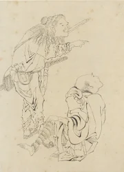 Dos cazadores, período Edo