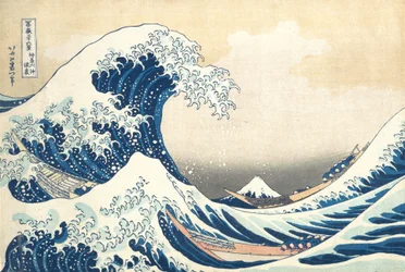 «Bajo la ola frente a Kanagawa» (Kanagawa oki nami ura), también conocida como «La gran ola», de la serie «Las treinta y seis vistas del monte Fuji» (Fugaku sanjūrokkei)