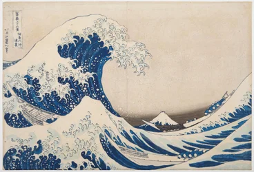Bajo la ola de Kanagawa", o "La gran ola", de la serie "36 vistas del monte Fuji", c.1830-31 (xilografía)