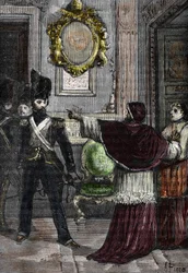 El general Radet secuestra al Papa Pío VII encerrado en el Palacio del Quirinal